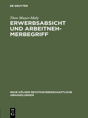 cover image of Erwerbsabsicht und Arbeitnehmerbegriff